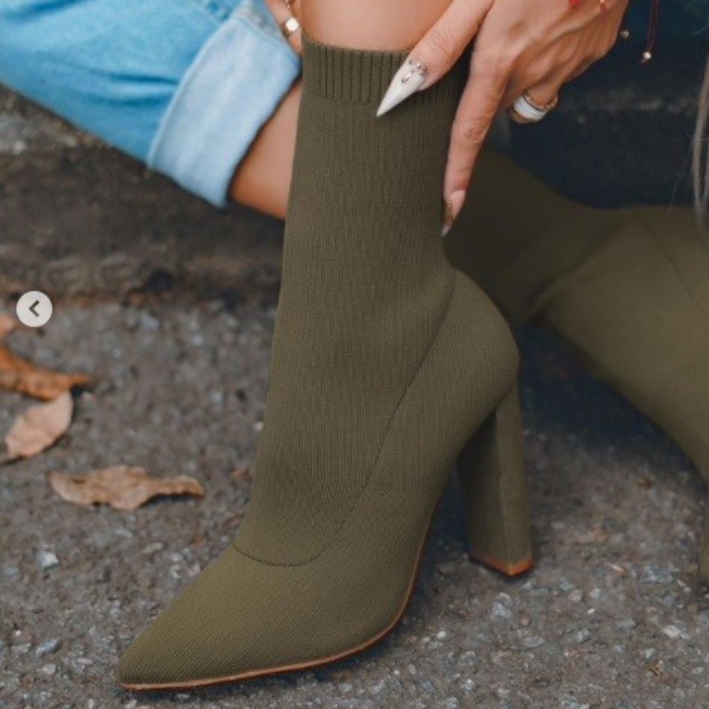 Olive Green Heeled Boots